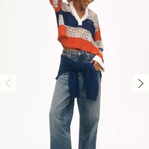 Anthropologie Red and Blue Crop Top